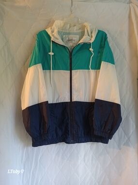 Cambridge Colorblock Windbreaker Jacket - Teal/White/Navy